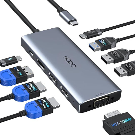 HODO USB C Docking Station Dual Monitor Adapter by HODO