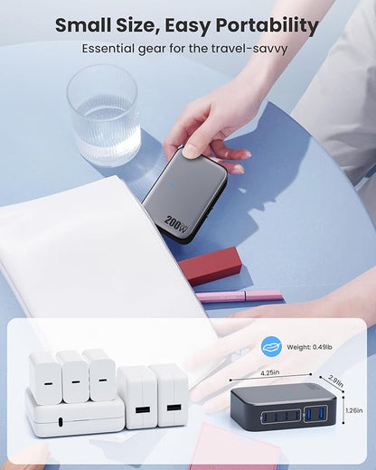 USB C Charger 200W USB Charging Block, 6 Ports GaN IV Foldable Wall Charger - Image 6
