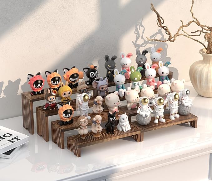 4 Set Large Wooden Tiered Riser Display Stands - Image 4