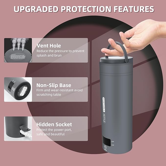 Travel Electric Kettle Portable Small Mini Tea Coffee Kettle Water Boiler - Image 6
