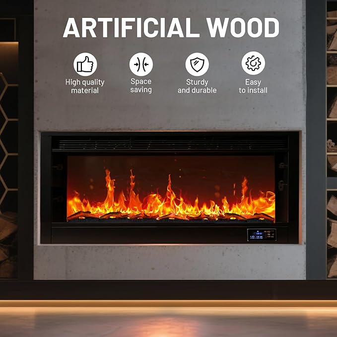 Electric Fireplace Wall Fireplace Recessed 3 Log Flame Colors Electric - Image 4