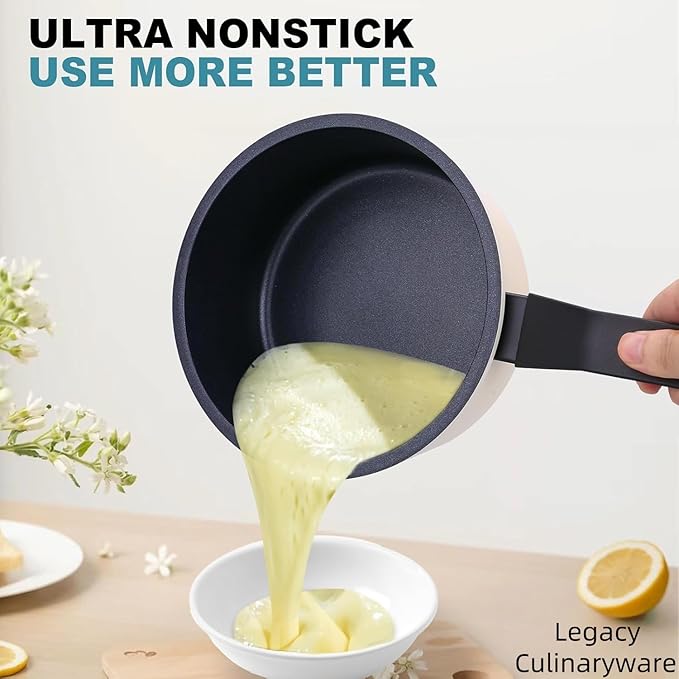 Nonstick Sauce Pan with Lid, 1.5QT small pot, PFOA Free, Kitchen Pots Induction - Image 3