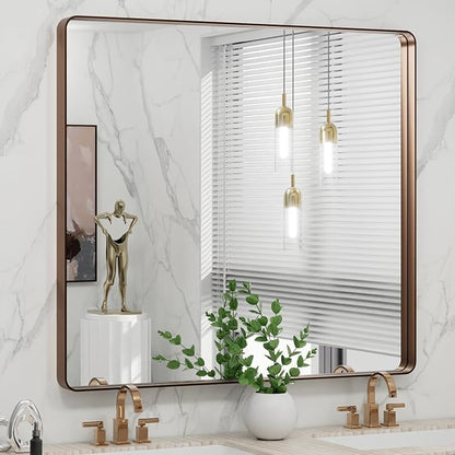 LOAAO 40”X36” Bronze Bathroom Mirrors - Image 8