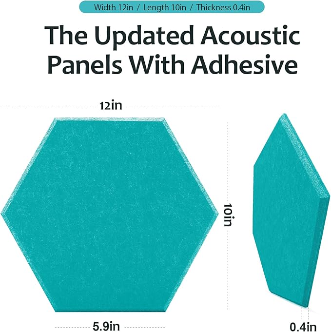18Pack Hexagon Acoustic Panels 12" X 10" X 0.4" Sound Proof Panels, High - Image 3