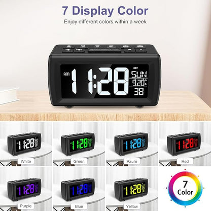 OQIMAX Digital Alarm Clock Radio, 7 Color Fonts, Dual Alarms, FM Radio - Image 2