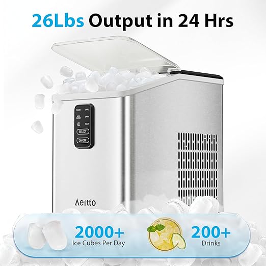 Aeitto Ice Maker Countertop 26lbs/24H, Ice Machine 8 Ice Cubes Ready in 6 Mins - Image 2