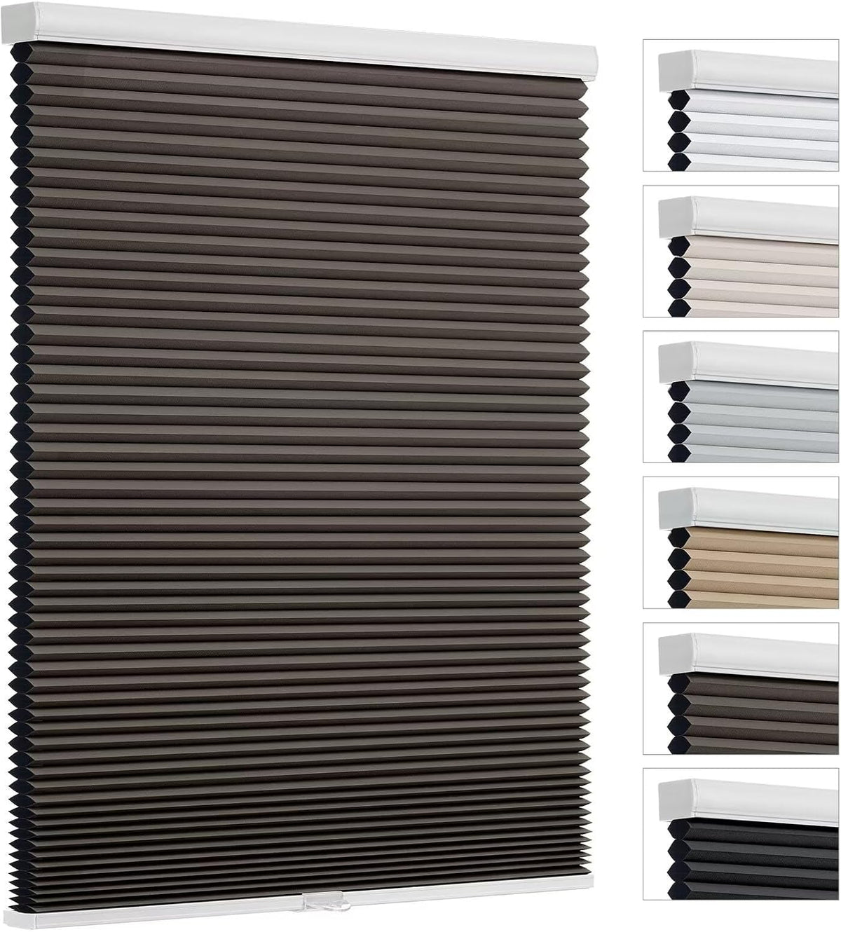 Cellular Shades Door Window Blinds Cordless Blackout, Honeycomb Blind Accordion Shade Room Darkening Indoor Pleated 1.5" Cell, Custom Size, Taupe