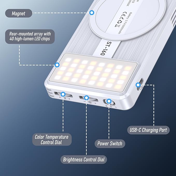 Magnet Phone Light, 160 LED Dual Side Selfie Light Compatible - Image 6