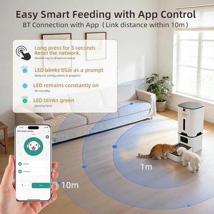 TYM Automatic Cat Feeder, 7L Timed Dry Food Dispenser, APP Control Auto Feeder - Image 2