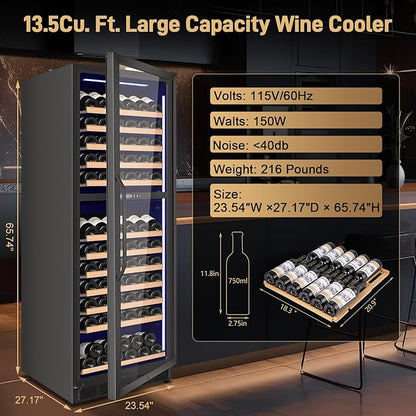 24" Inch Dual-Zone Wine Fridge, Freestanding/Built-in Wine Cooler Refeigerator - Image 8