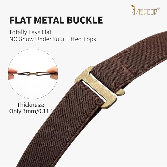 JASGOOD Women No Show Stretch Belt Elastic Web Strap Belt - Image 4