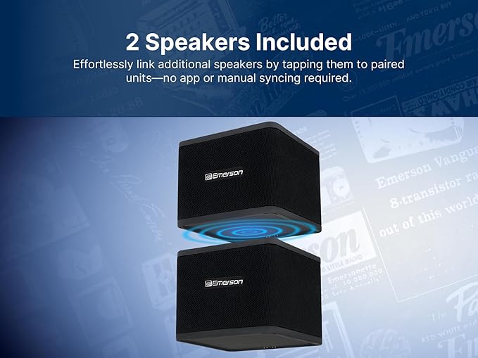 Emerson EAS-3006-BK Sound Blox – Wireless Magnetic Stackable Bluetooth Speakers - Image 3