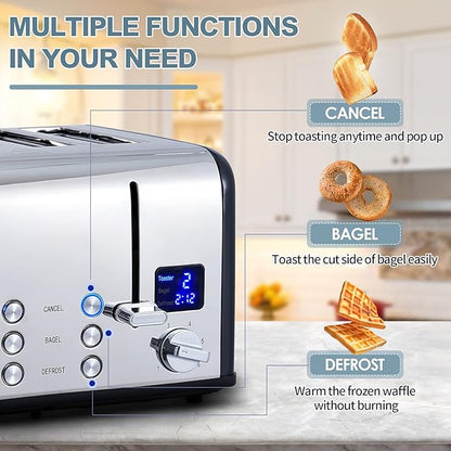 CUSIMAX 4 Slice Toaster, Stainless Steel, Ultra-Clear LED Display & Extra Wide - Image 5