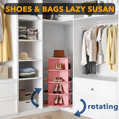 SpaceAid 4 Tier Rotating Shoe Rack Tower, Spinning Shoe Display Lazy Susan - Image 4