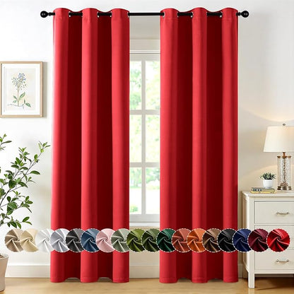 MIULEE Christmas Red Blackout Curtains by MIULEE