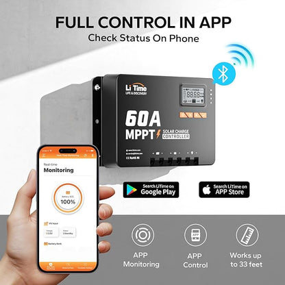 LiTime 60 Amp MPPT 12V/24V/36V/48V/Auto DC Input Solar Charge Controller is - Image 4