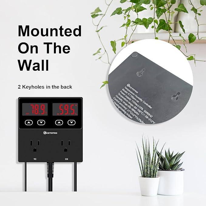 KETOTEK Digital Temperature and Humidity Controller Outlet, Reptile Thermostat - Image 5