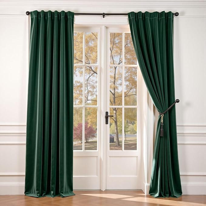 Lazzzy Velvet Blackout Curtains Thermal Insulated Room Window Drapes Super Soft by Lazzzy