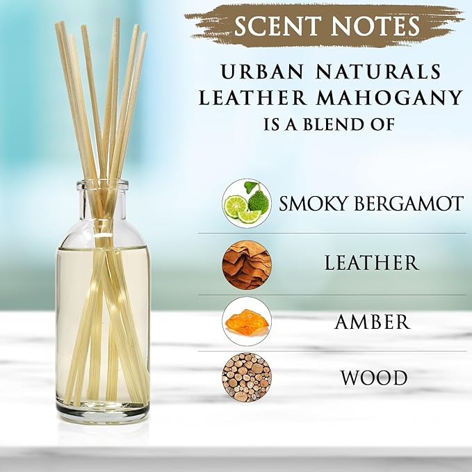 Urban Naturals Leather Mahogany Reed Diffuser Oil Set - Image 4