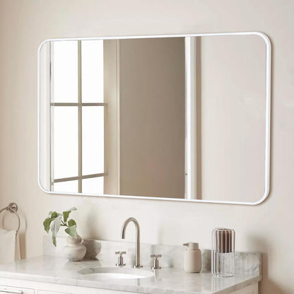 White Bathroom Mirror,24 x 36 Inch Rectangle Wall Mirror with Wood Frame | Vanity Modern Tempered Glass Mirror for Bedroom,Entryway,Living Room