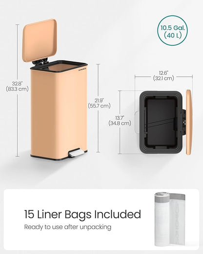 SONGMICS Kitchen Trash Can, 10.5 Gallon Garbage Can, Large Step Trash Bin - Image 6