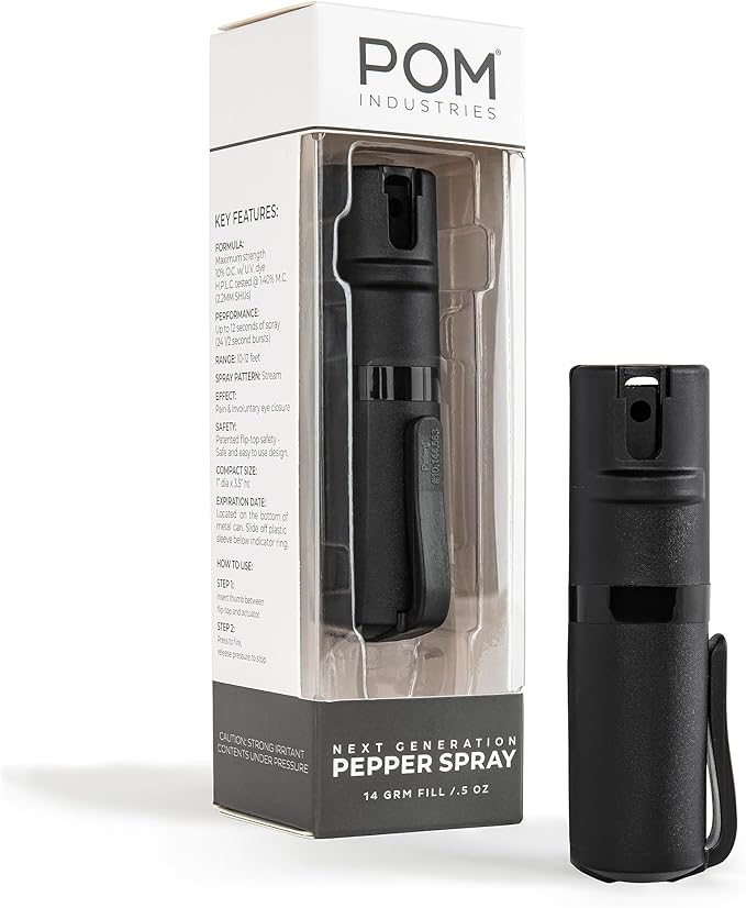 POM Pepper Spray Pocket Clip, Quick Flip Top Safety, Maximum Strength OC Formula by POMIndustries