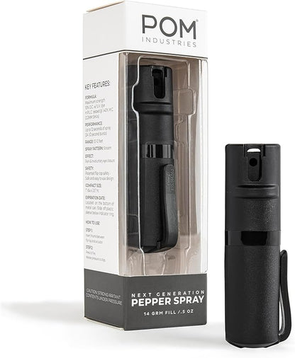 POM Pepper Spray Pocket Clip, Quick Flip Top Safety, Maximum Strength OC Formula by POMIndustries