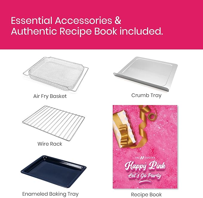 VAL CUCINA Limited Edition Happy Pink Infrared Heating Air Fryer Toaster Oven - Image 8