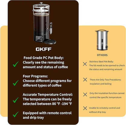 Coffee Urn Commercial Coffee Maker, 9.5 L 60 Cups, Transparent Electric - Image 5