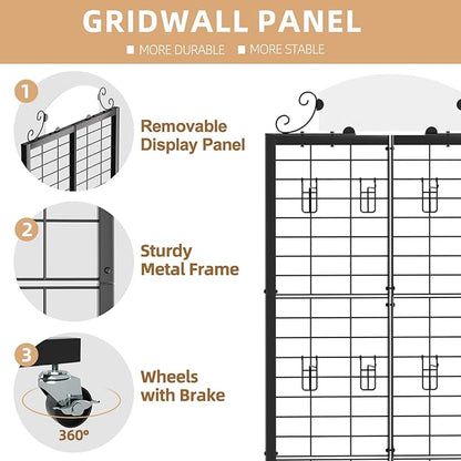 Urban Deco Grid Wall Panel Display Stand, 2.2' x 6.2' FT Gridwall Panel - Image 3