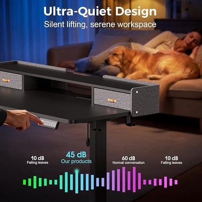 Electric Standing Desk with Drawers, 55 Inch Height Adjustable Desk with Power - Image 9