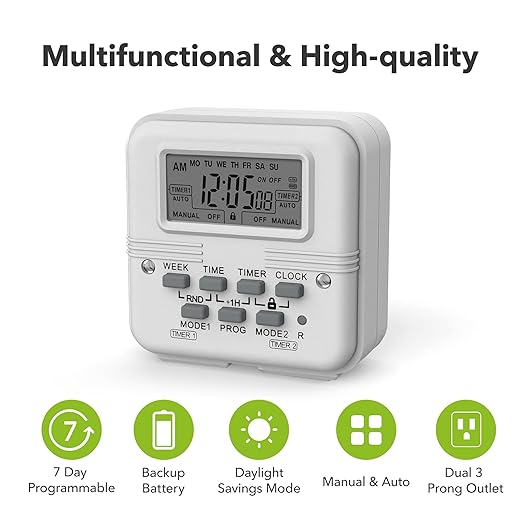 BN-LINK Indoor Digital Light Timer, 7 Day Programmable Plug - Image 7
