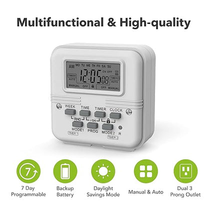 BN-LINK Indoor Digital Light Timer, 7 Day Programmable Plug - Image 7