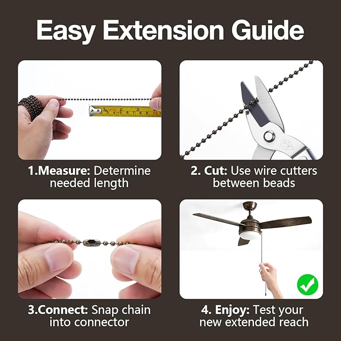 SmoTecQ 10ft Ceiling Fan Pull Chain Extension - Image 6