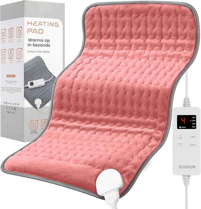 Portable Heating Pad for Back Pain, Travel Electric Heat Pad by ZUODUN