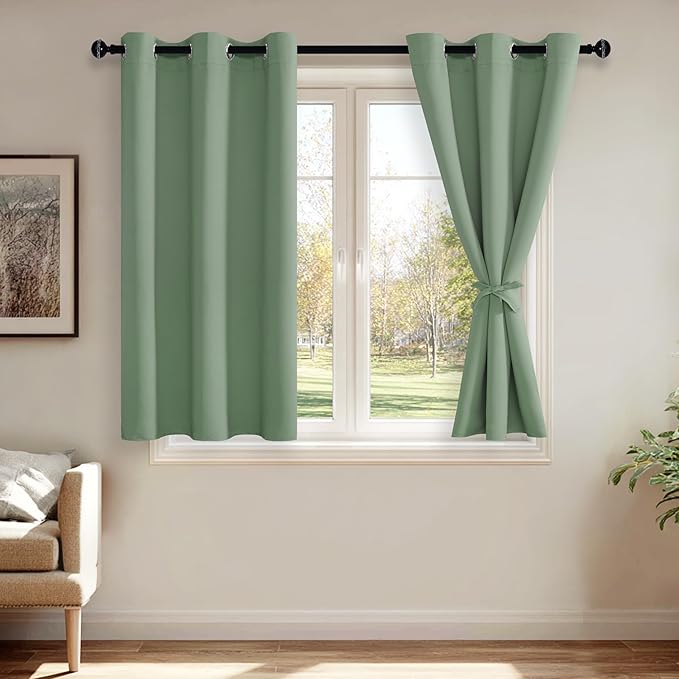 JIUZHEN Light Sage Blackout Curtains by JIUZHEN