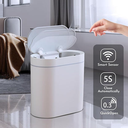 Bathroom Trash Can with Lid 2 Gallon Slim Motion Sensor Garbage Can Narrow - Image 3