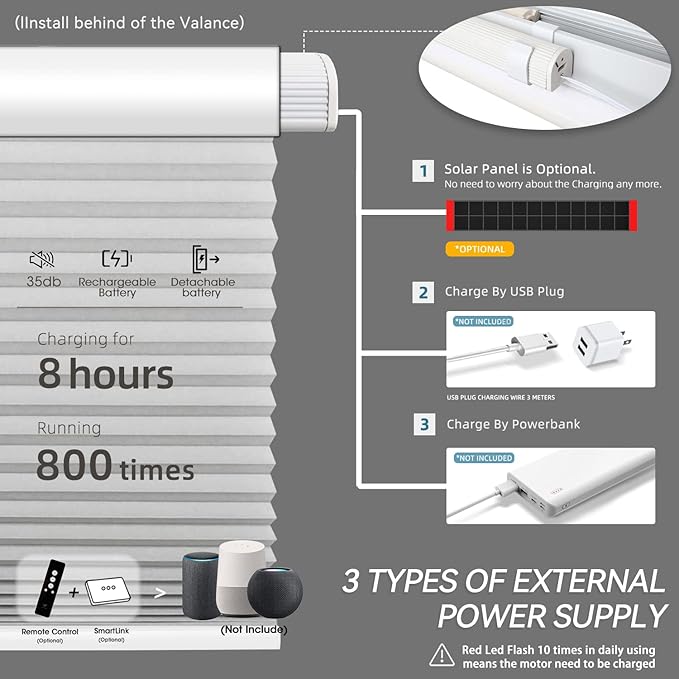 SmartWings Motorized Cellular Shades, Honeycomb Blinds Compatible - Image 7