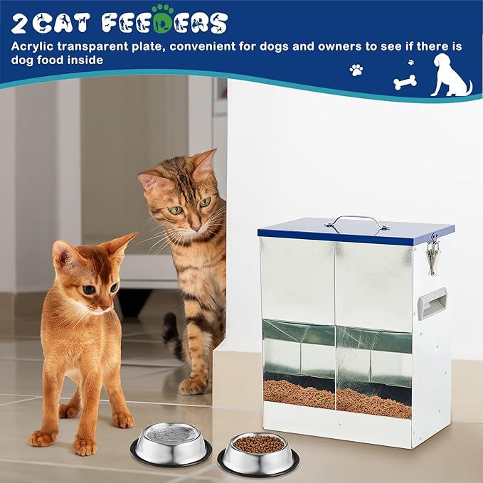 Automatic Feeder for 2 Cats Outdoor Galvanized 42cups/10l Double Feeder - Image 4