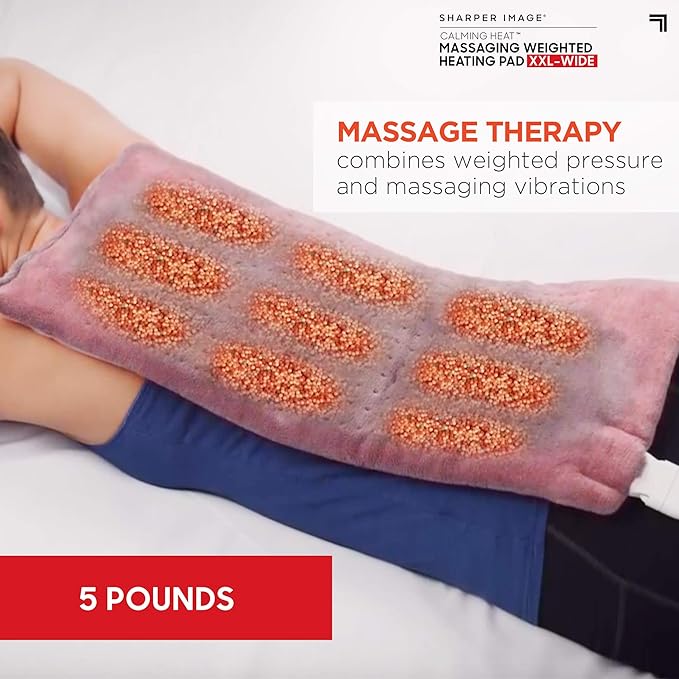 Calming Heat XXL Wide Massaging Vibrations Weighted Heating Pad by Sharper - Image 3