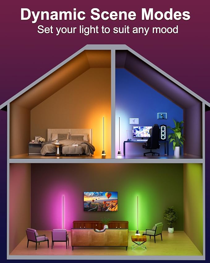 Keepsmile Smart RGB LED Corner Floor Lamp, 172 LEDs Bright Standing Lamps - Image 6