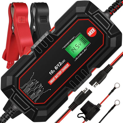 Sailnovo 10A Car Battery Charger, 6V and 12V Car Trickle Charger, 10-Stages by Sailnovo