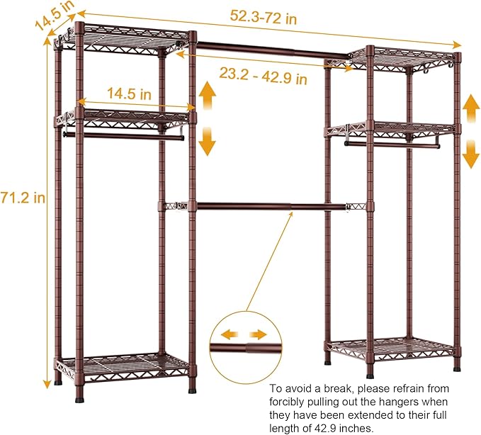 Ulif E7 Garment Rack, Heavy Duty Clothes Storage System - Image 5