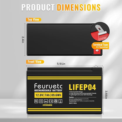 12V 7Ah Lithium LiFePO4 Battery - Image 2