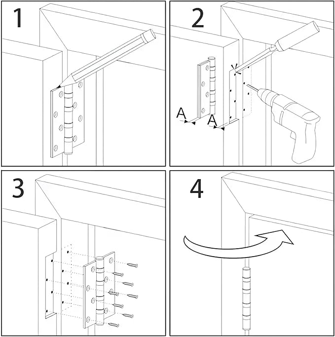 Rounded Door Hinges 3-1/2" x 3.5 inch, 5/8 Radius, Matte Black 3 ½ Inch 6 Pack - Image 7