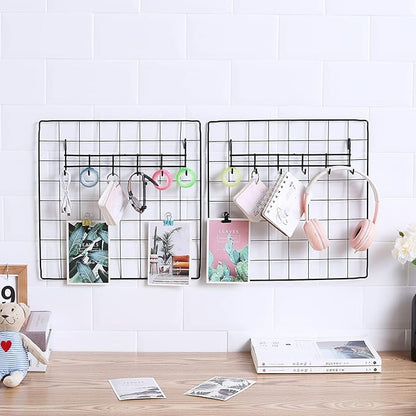 Feadily 6 Pack Metal Grid Panel, 13.8" x 13.8" Black Wire Grid Wall Organizer - Image 8