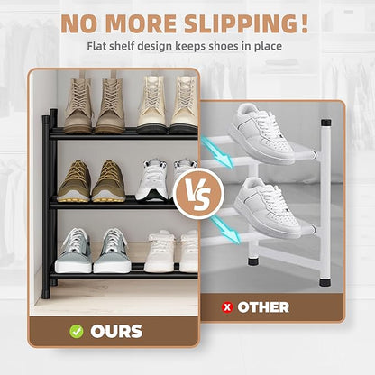 STORAGE MANIAC Long Expandable Shoe Rack, 18 Pairs Metal Wide Stackable Shoe - Image 5