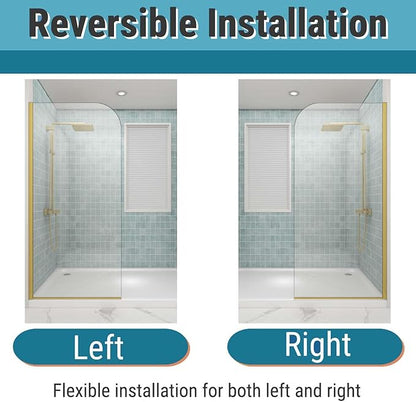 Sunrosa 32"×76" Shower Glass Panel, 8mm Thick Shower Screen, Brushed Gold - Image 5