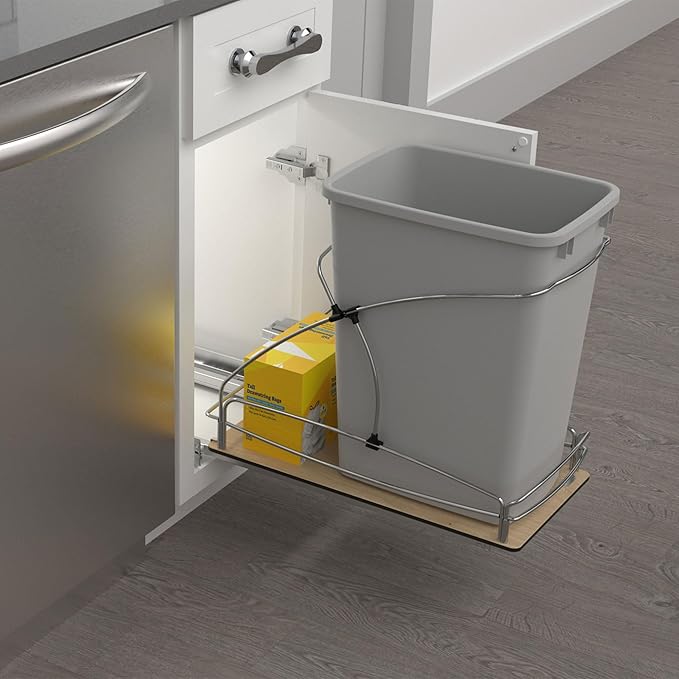 Rev-A-Shelf Steel Bottom Mount Single 35 Quart 8.75 Gallon Waste Bin Trash - Image 8