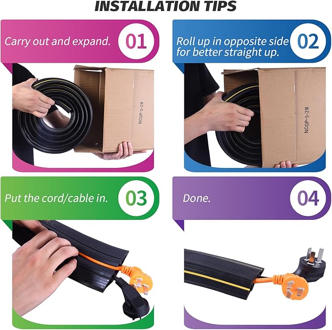 Vilmon 6.5FT Heavy Duty PVC Floor Cable Cover, Floor Cord Cover, Cable - Image 3
